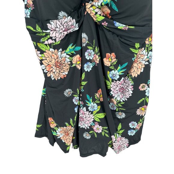 Swimsuits For All Floral Print Swimsuit Swimdress Black & Multicolor - Picture 6 of 13